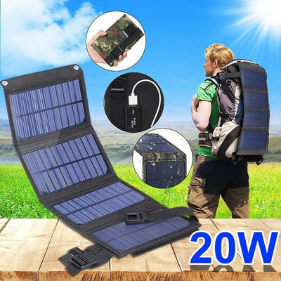 2023 New 20W Foldable Solar Panel Kit 5V USB Sunpower Solar Cells Bank Pack Waterproof Solar Plate for Outdoor Camping Hiking