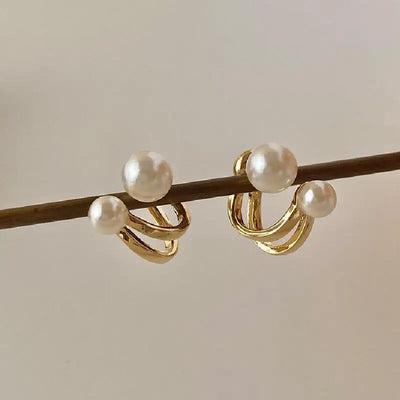 Vintage Elegant Irregular Pearls Stud Earrings for Women 2024 New Trend Daily Accessoire Exquisite Jewelry Boucle Oreille Femme