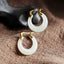 Natural White Jade Crescent Hoop Earrings Women Fine Jewelry Genuine Hetian Jades Nephrite Crescent Moon Dangle Earring