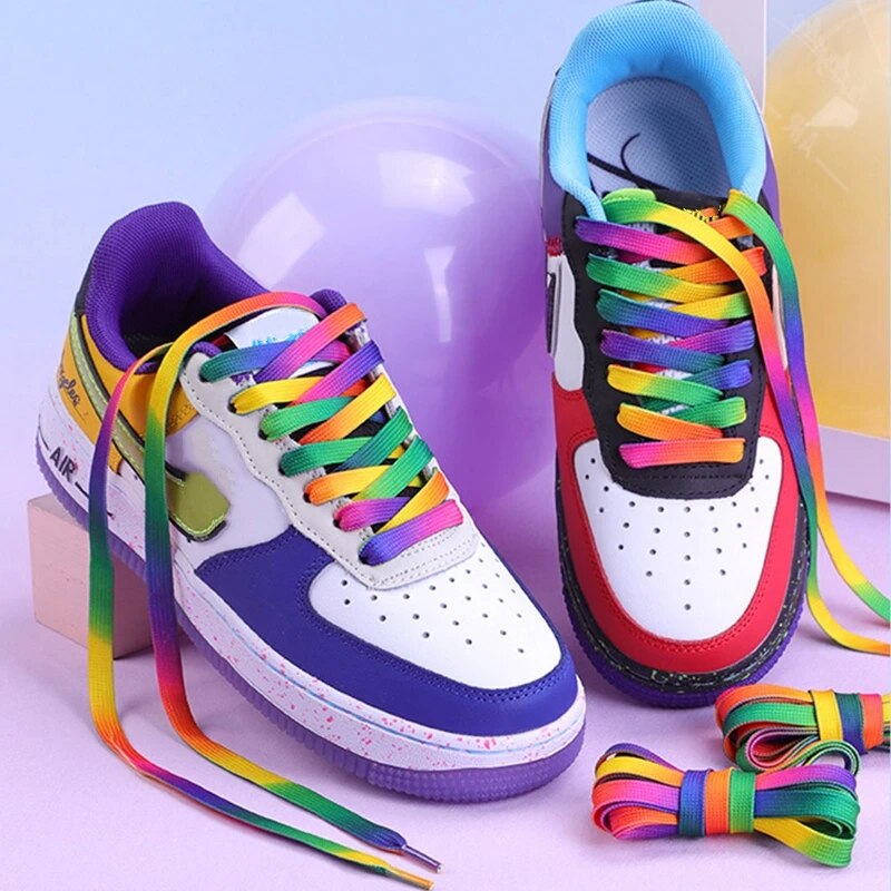 Fashion Flats Laces Rainbow Shoelaces for Sneaker Casual Canvas Shoe laces Shoes accessories Colorful Print Gradient Shoelace