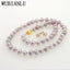 WUBIANLU Charming Women Hot Sale 8-9mm Purple Pink Akoya Cultured Pearl Necklace 45cm Earring Jewelry Wholesale And Retail