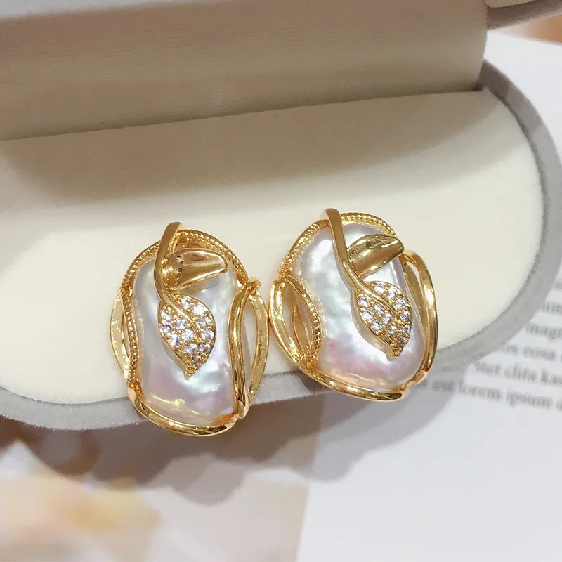 ZHBORUINI 2022 New Big Baroque Pearl Jewelry Sets 18K Gold Plating Natural Freshwater Pearl Necklace Earrings For Women Gift