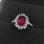 Solid Platinum PT950 Egg Shaped 2 Carat Pigeon Blood Ruby/Blue Diamond Ring 14K Gold Court Style Luxury