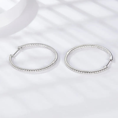 1.2cttw Full Moissanite Hoop Earrings for Women 100% 925 Sterling Silver 18k Plated Sparkling Wedding Birthday Gift Fine Jewelry