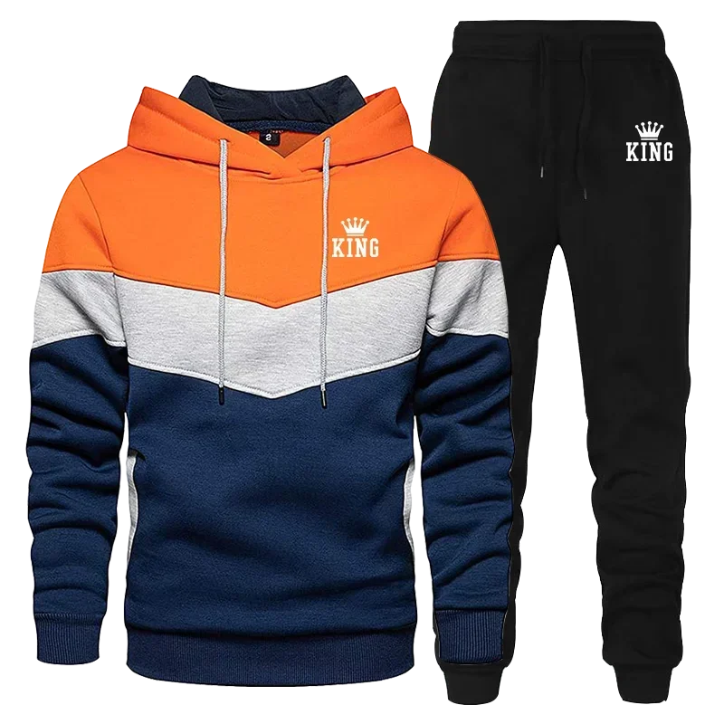 Men's Tracksuit Running Casual Hoodies Sweatpants Two Piece Sets Winter Sports Suit Outdoor Sweatshirt Set Fashion Male Clothing