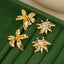 Fashion Diamond-Encrusted Gold Flowers Earring 18k Gold Plated Waterproof No Fading Ear Studs