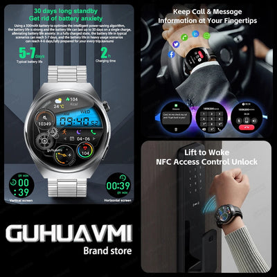 2024 NEW For HUAWEI IOS Sports Smart Watch Men NFC Waterproof TWS 2 in 1 Earphone Heart Rate Bluetooth call Fitness Smartwatches