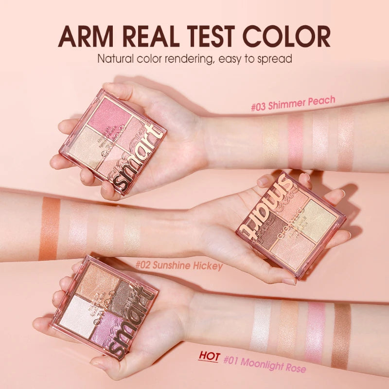 Four Color Highlight Powder Blusher Plate Pearl Fine Flash Shadow Powder Blusher Hghlight Integrated Facelift Plate