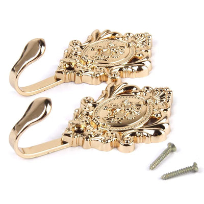 2pcs/1set Vintage Alloy Drapery Curtain Wall Hook Holdbacks Tieback Hooks Rose Pattern Curtain Decorative Accessories