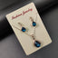 Fashion European and American Blue Zhihai Creative Geometric Wedding Earrings Necklace Set Women's Blue Green Water Drop Set