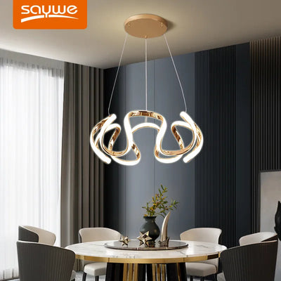 Nordic Luxury Dining Room Chandelier Simple Creative LED Ceiling ChandelierS with Remote Control Modern  Hanging Lamp