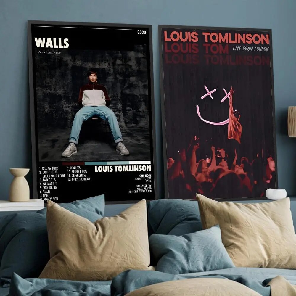 Louis Faith in the Future T-Tomlinson Movie Sticky Posters Fancy Wall Sticker for Living Room Bar Decoration Vintage Painting