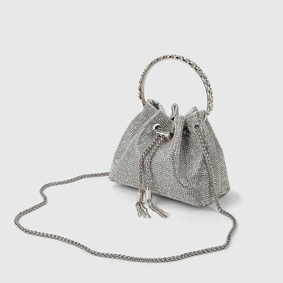 Bucket Bag Women's Bag 2023 Diamonds Evening Clutch Bag Women Luxury Designer Shiny Crystal Bucket Purse Bridal Wedding Party