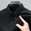 Men's Waffle Long Sleeved POLO Shirt with Letter Printed Lapel Casual Top