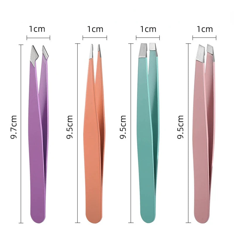 Tweezers Eyebrow Tip Flat Eyebrow Tweezers Stainless Steel Point Slant Hair Removal Beauty Makeup Tool Accessory Lash Tweezers