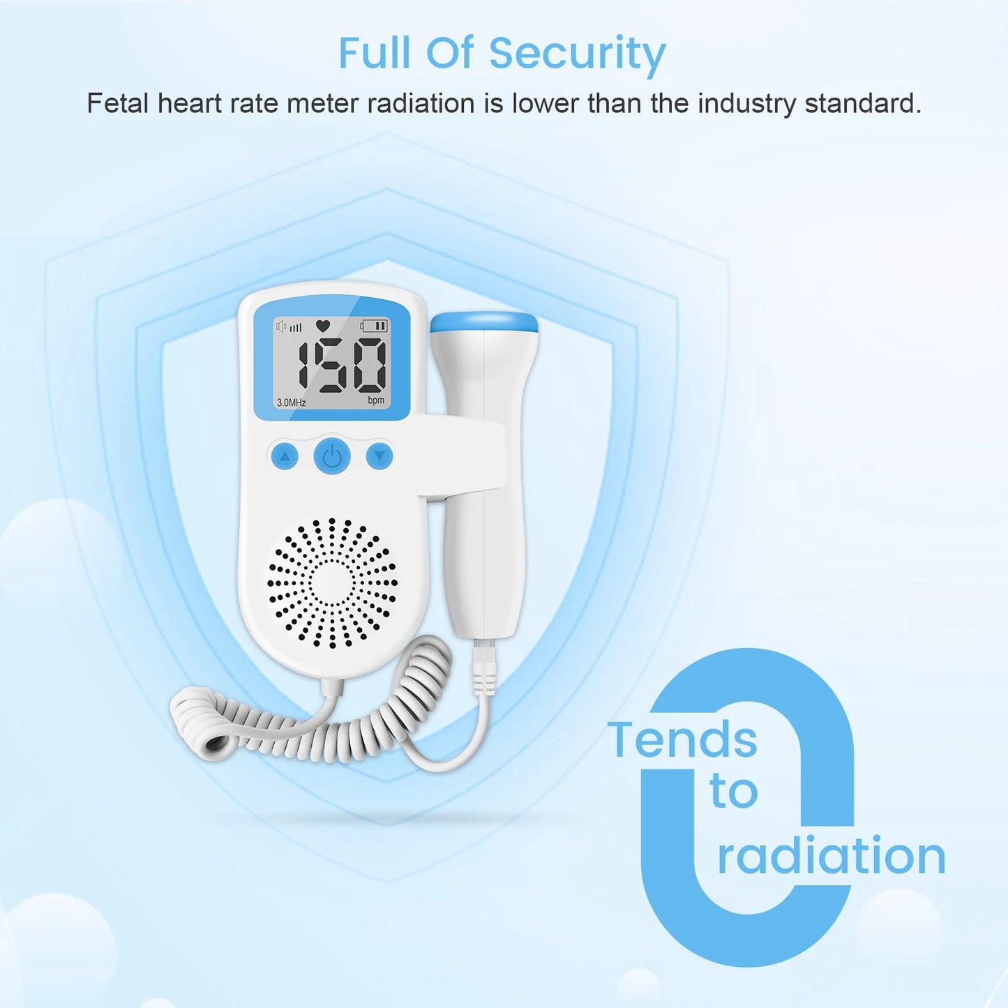3MHz Ultrasound Baby Heart Rate Detector Pregnant Ultrasonic Baby Heartbeat Monitor Fetal Monitor Doppler Stethoscope For Pregna