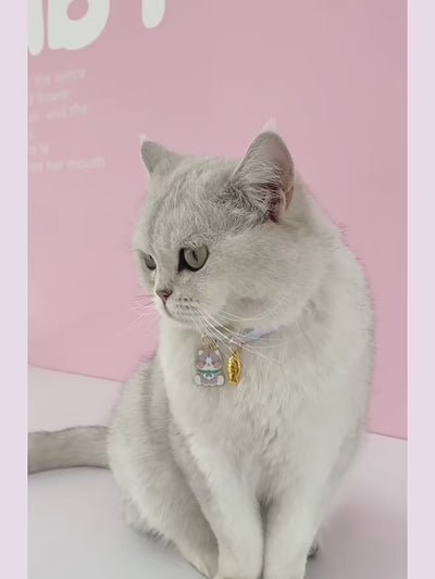 New Fashion Kawaii Cat Necklace Collar Colorful Stamp Adjustable Pets Leash Flower Pendant and Bell Mascots Puppy Accessory